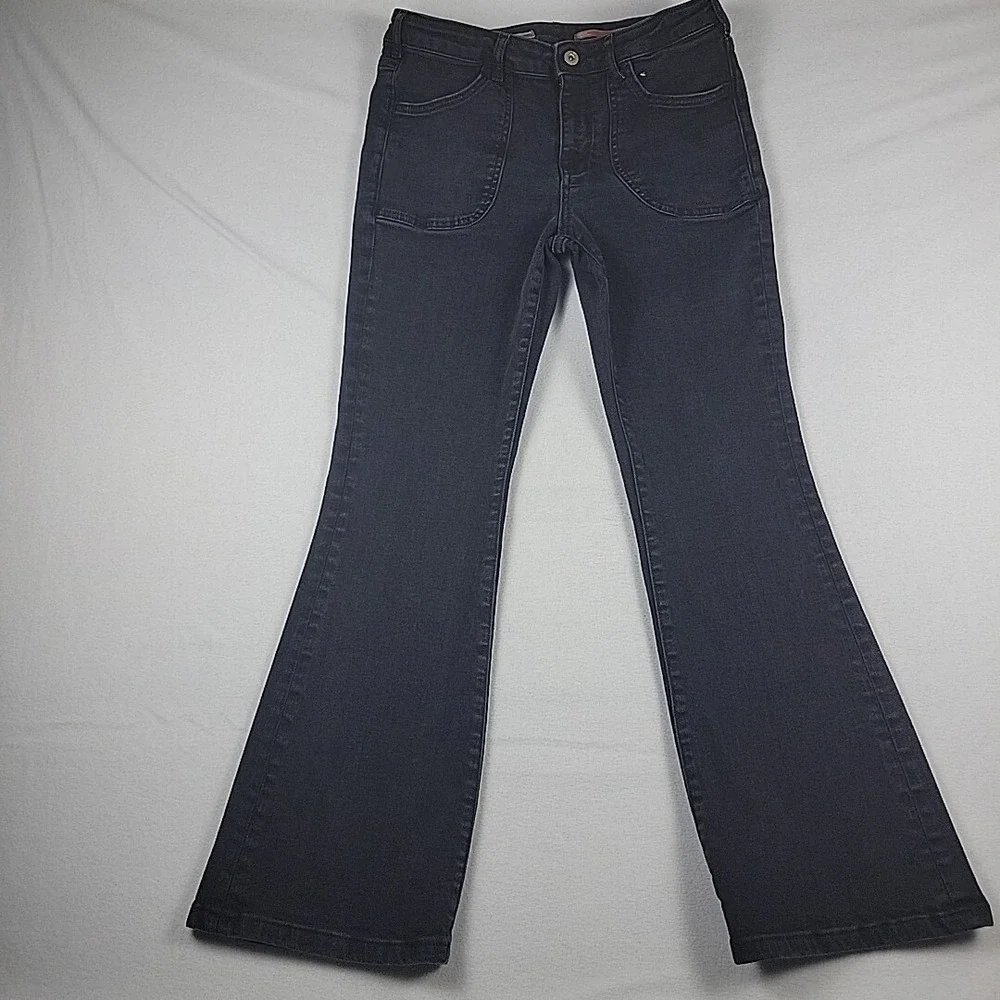 Pilcro Anthropologie Flare Jeans Women's 31x27 Black Stretch Pockets